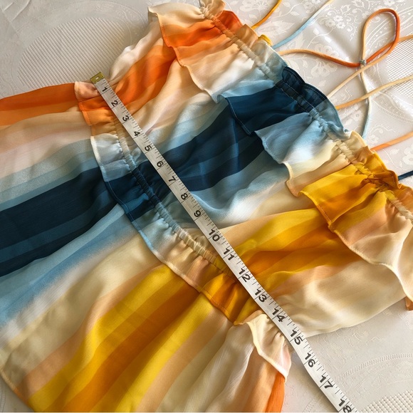 H&M Women’s Size 8 Multicolored Blouse Elastic Chiffon Shirt Spaghetti Straps - Picture 9 of 16